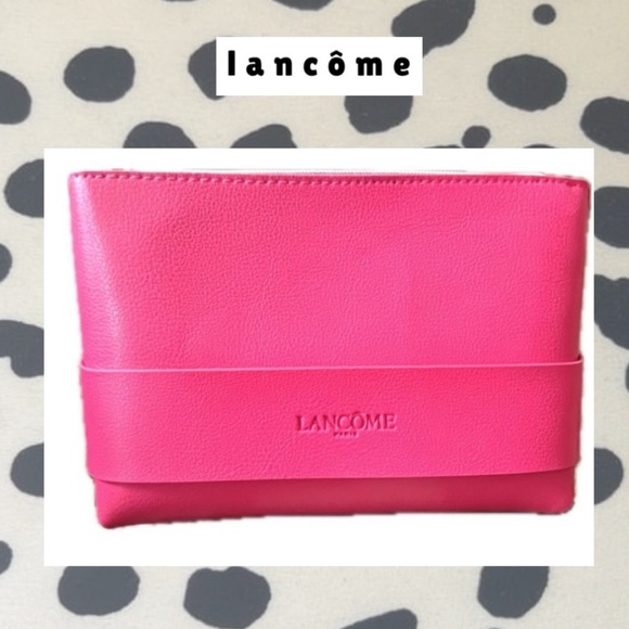 🆕 🎉 lancôme • hot pink cosmetic case pouch with gold zippers - Picture 1 of 12
